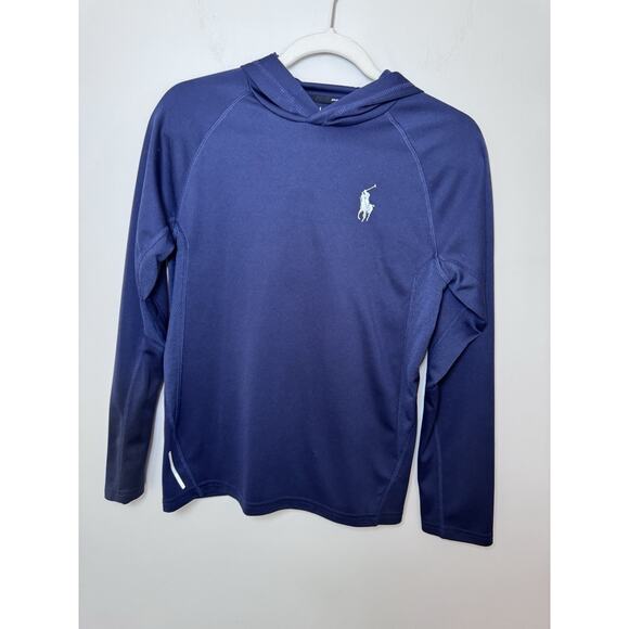 Polo Ralph Lauren Boys L 14-16 Performance Navy Pull Over Hooded Big Pony - Picture 1 of 15